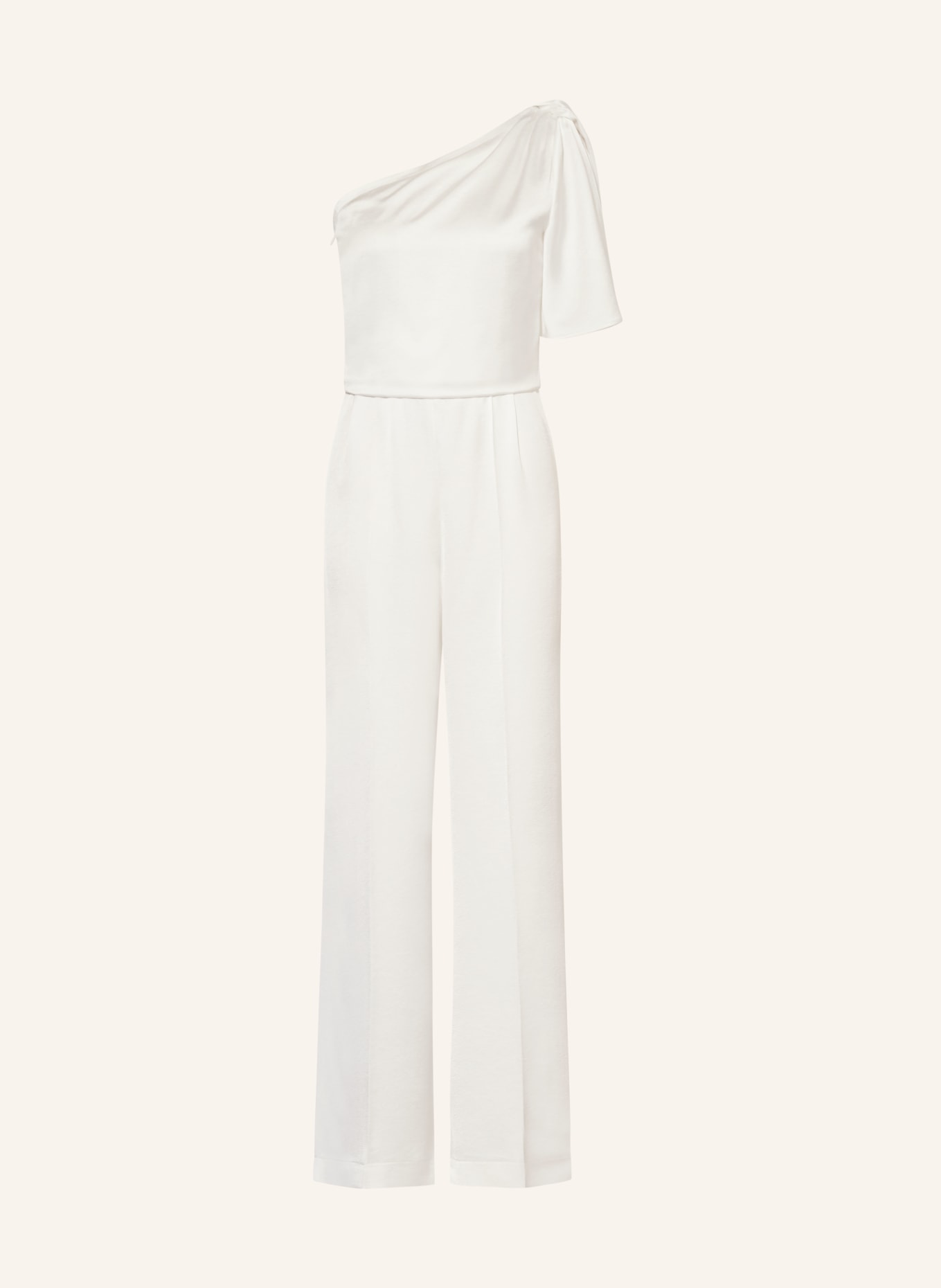 RIANI One-shoulder satin jumpsuit: WHITE