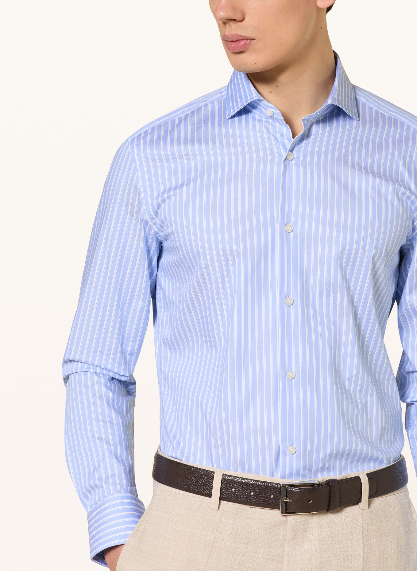 BOSS Koszula HANK o kroju slim fit: JASNONIEBIESKI / BIAŁY