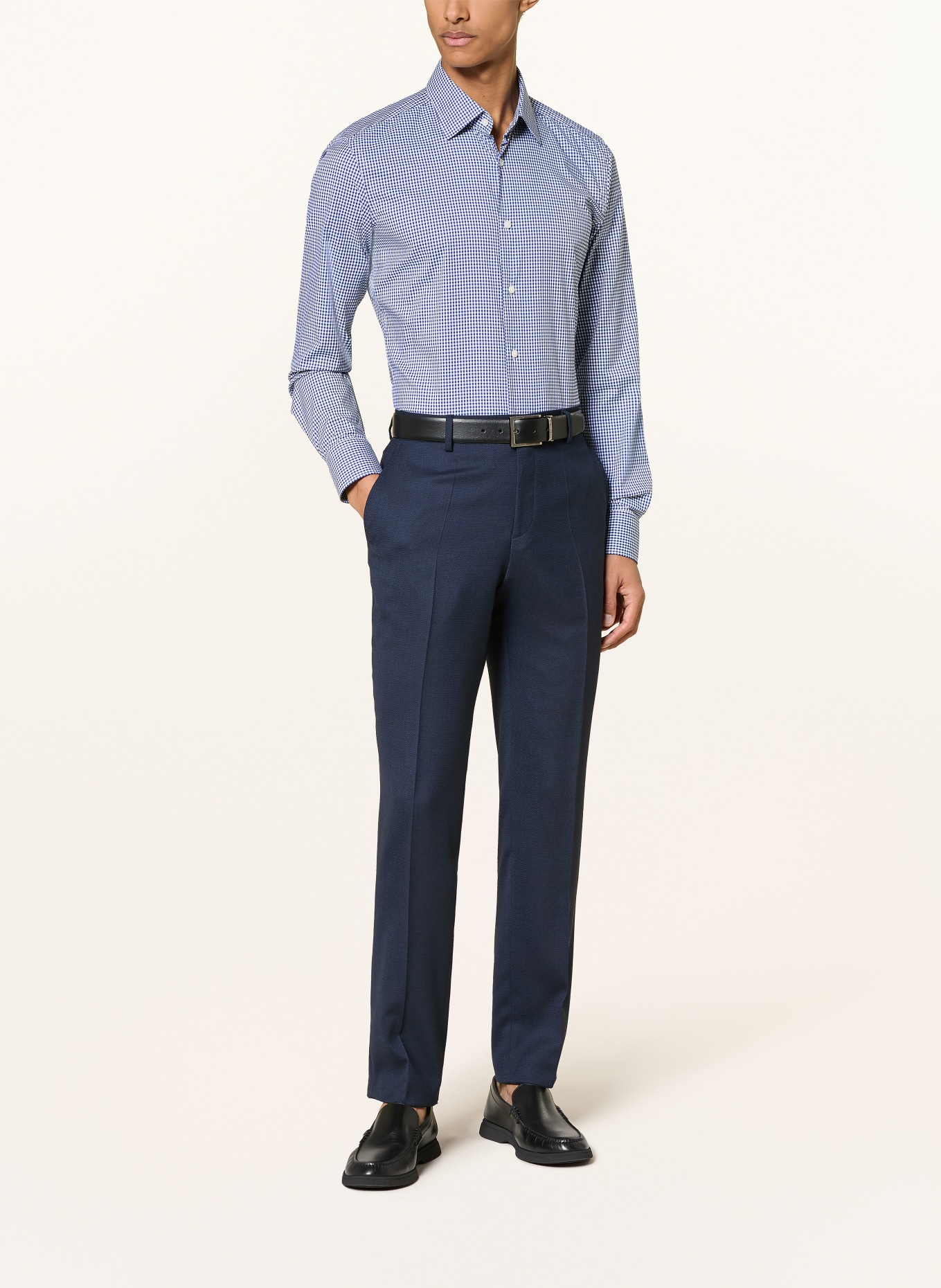 BOSS Hemd HANK Slim Fit: DUNKELBLAU / WEISS