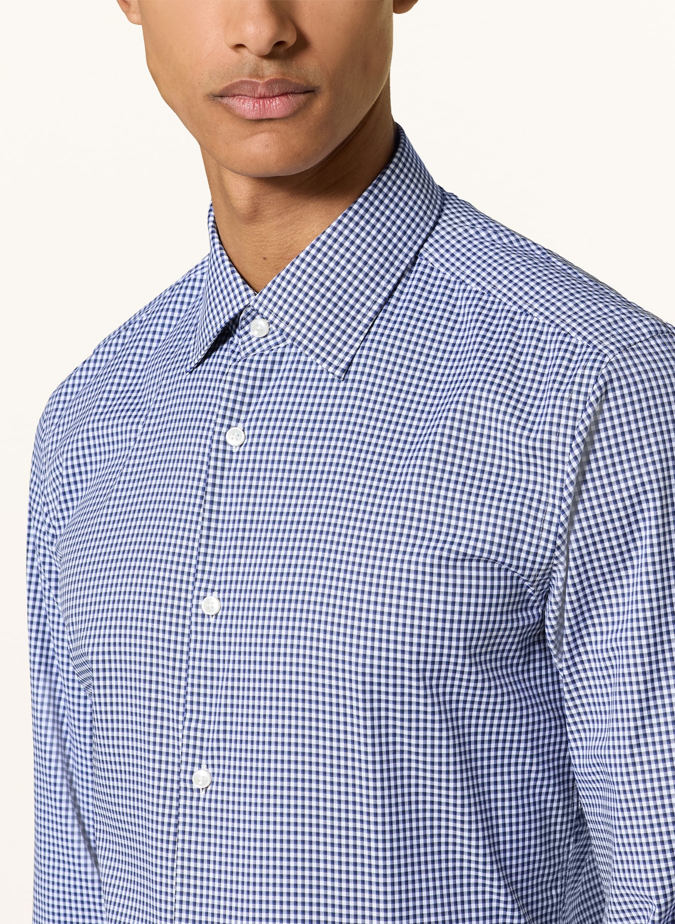 BOSS Hemd HANK Slim Fit: DUNKELBLAU / WEISS