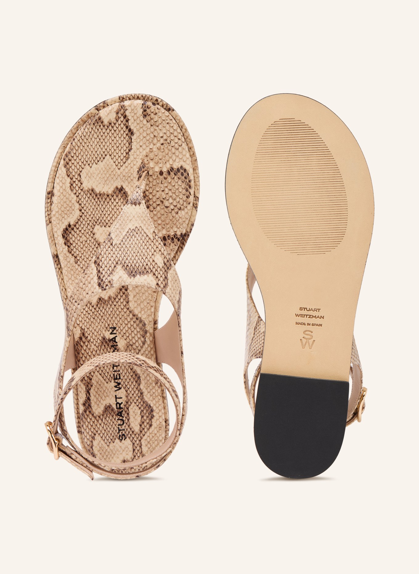 STUART WEITZMAN Klapki MARLEY: JASNOBRĄZOWY / CIEMNOBRĄZOWY