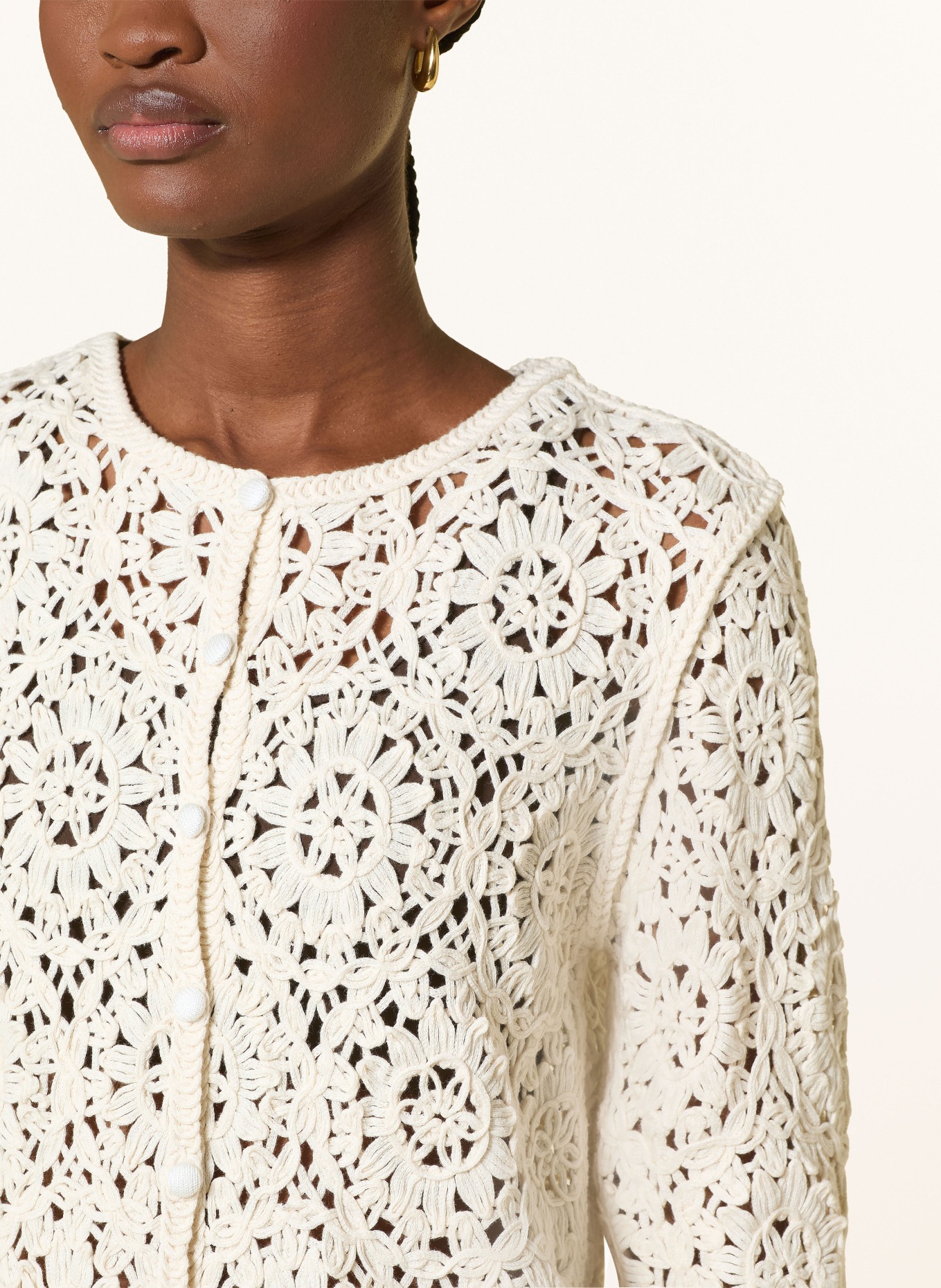Y.A.S. Crocheted cardigan: CREAM