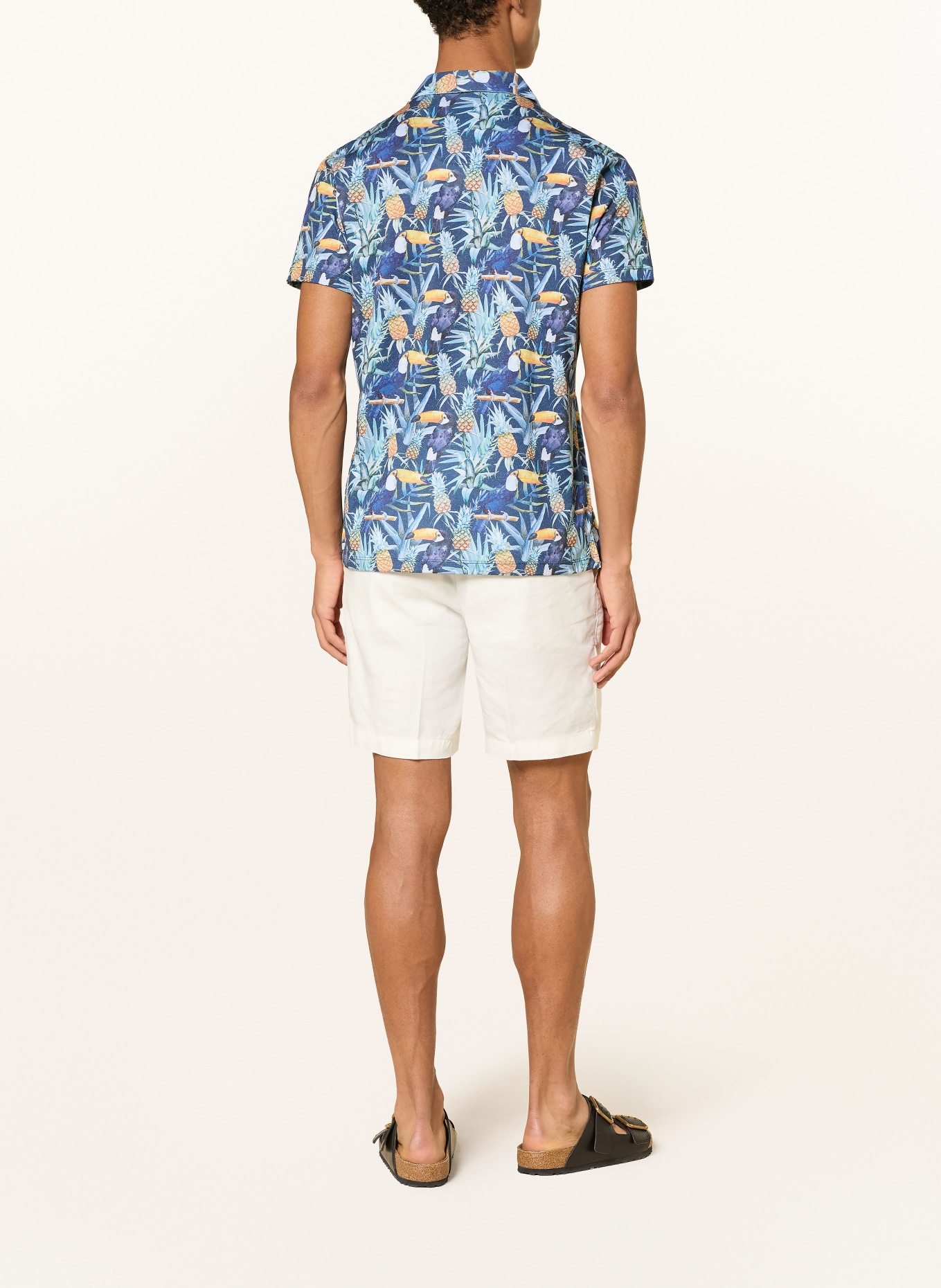 RAGMAN Chemise de vacances coupe classique en jersey: BLEU FONCÉ / JAUNE / VERT