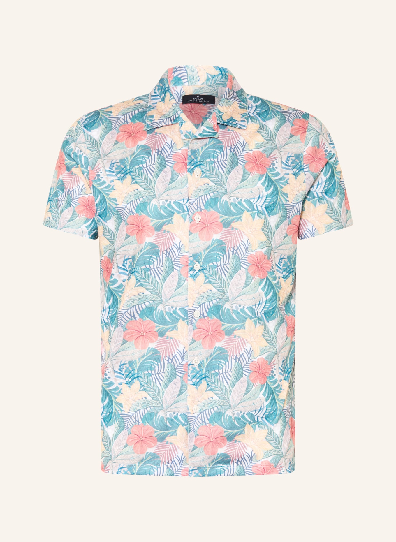 RAGMAN Resorthemd met normale pasvorm van jersey: GROEN / ORANJE / GEEL