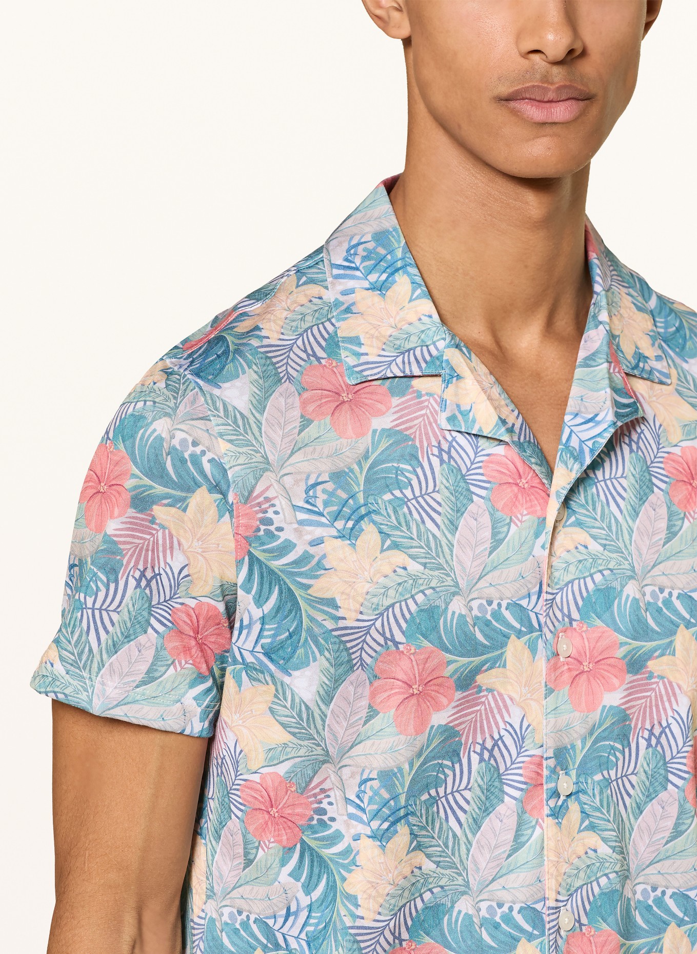 RAGMAN Resorthemd met normale pasvorm van jersey: GROEN / ORANJE / GEEL