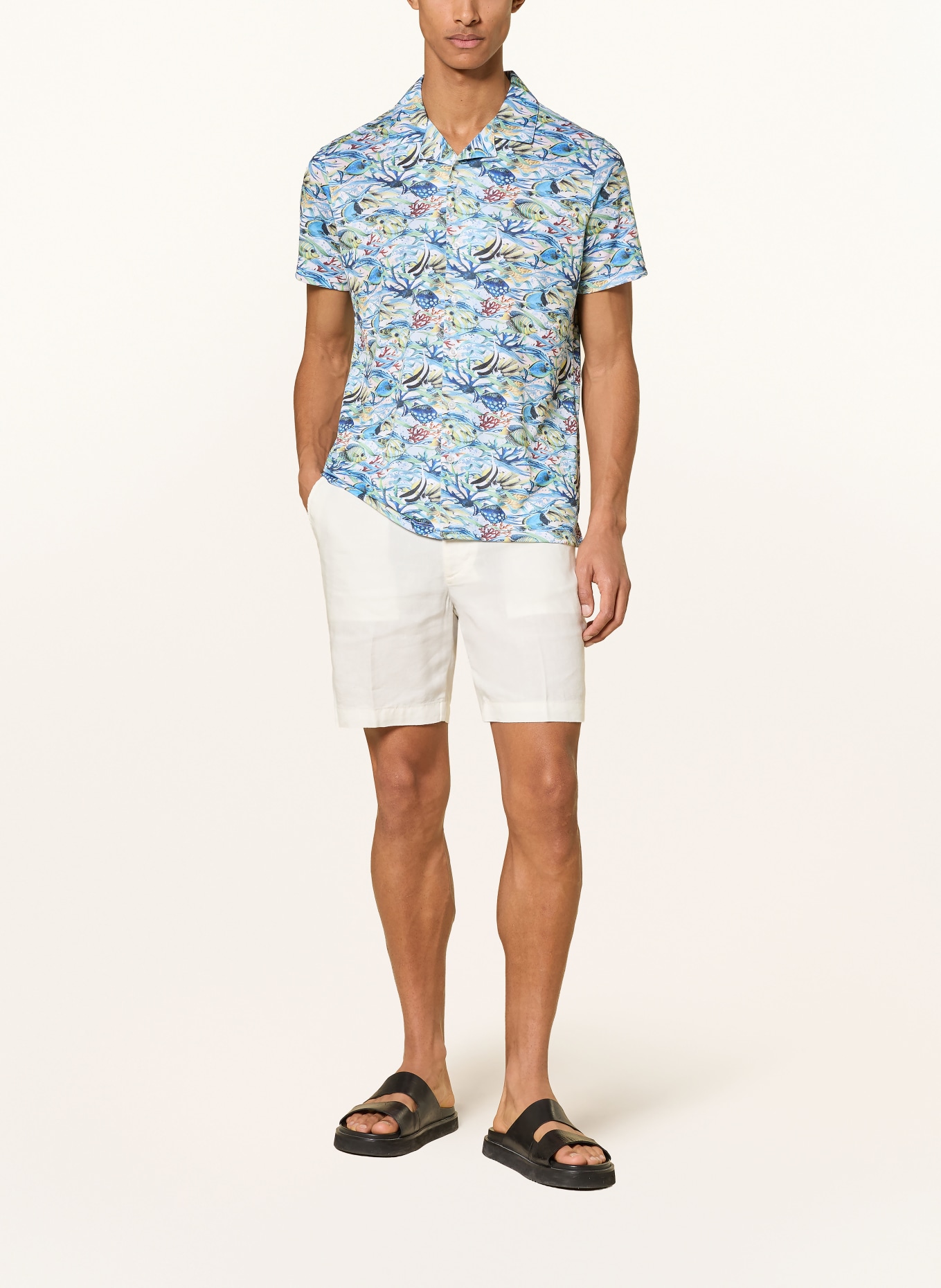 RAGMAN Resorthemd met normale pasvorm van jersey: BLAUW / GEEL / GROEN