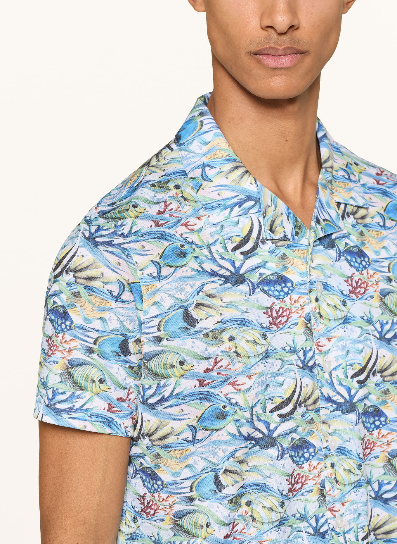 RAGMAN Resorthemd met normale pasvorm van jersey: BLAUW / GEEL / GROEN