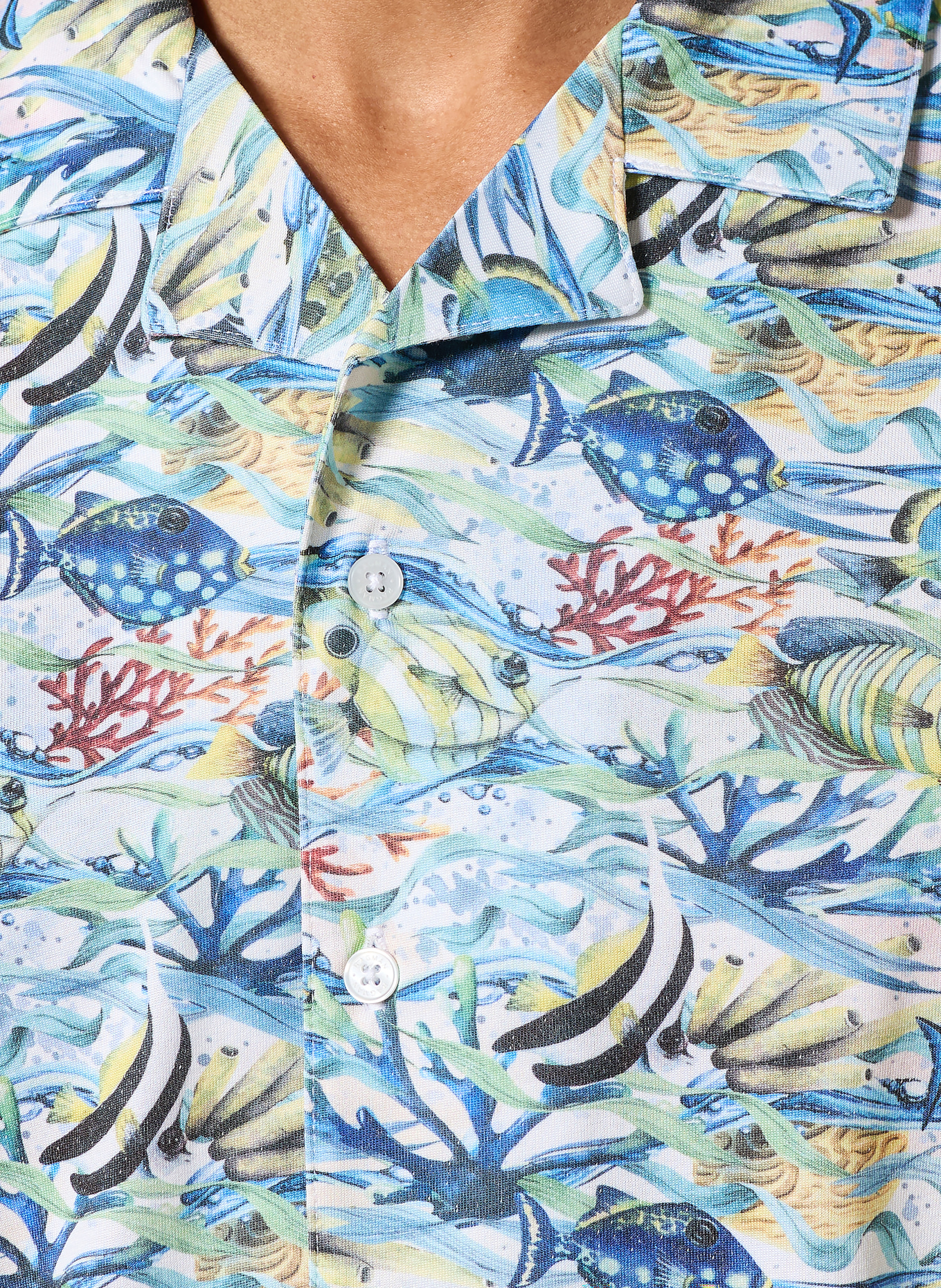 RAGMAN Resorthemd met normale pasvorm van jersey: BLAUW / GEEL / GROEN