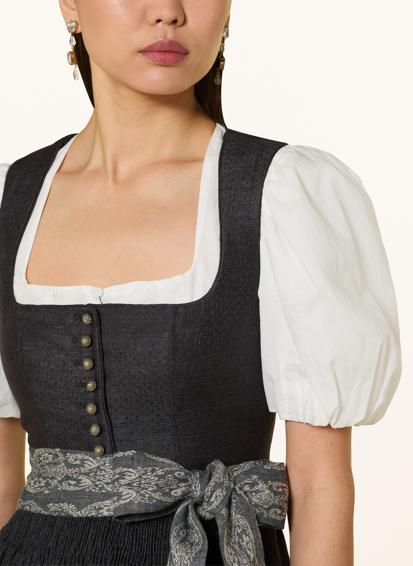 Gottseidank Leinendirndl MONIKA: DUNKELBLAU / CREME
