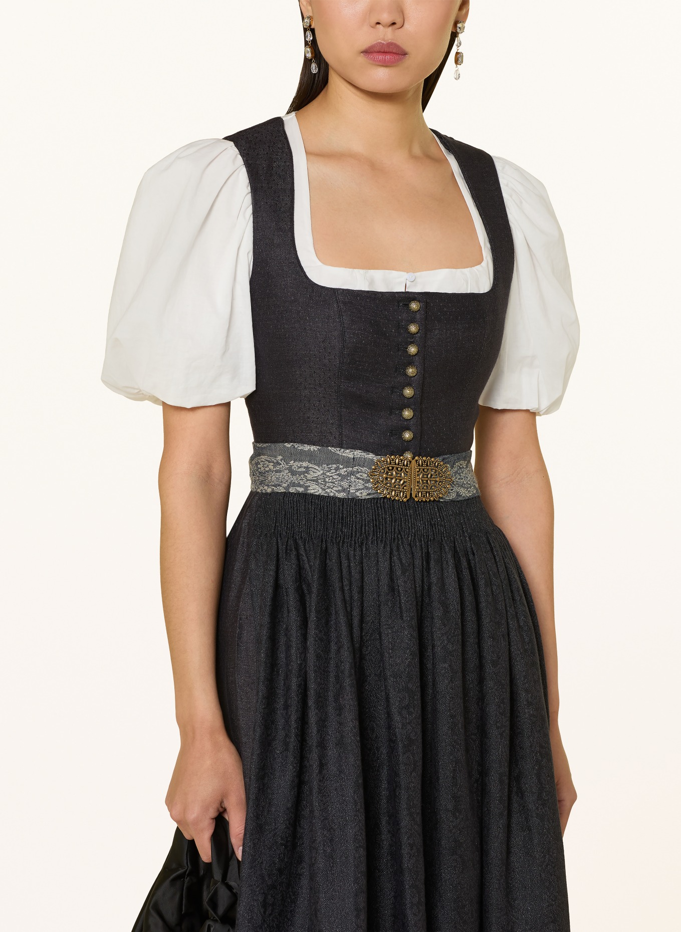 Gottseidank Leinendirndl MONIKA: DUNKELBLAU / CREME