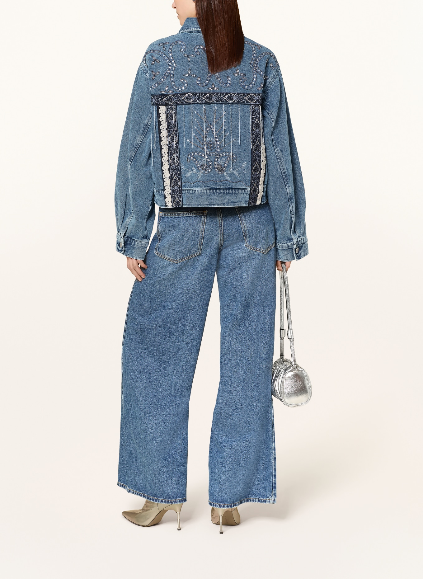 Y.A.S. Denim jacket with rhinestones: LIGHT BLUE DENIM