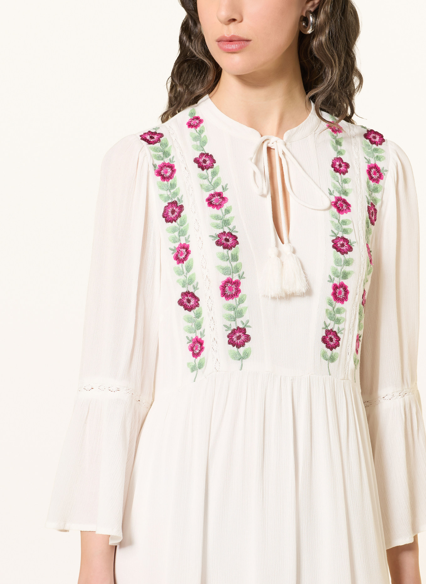 Y.A.S. Kleid mit Spitze: WEISS / ROSA / GRÜN