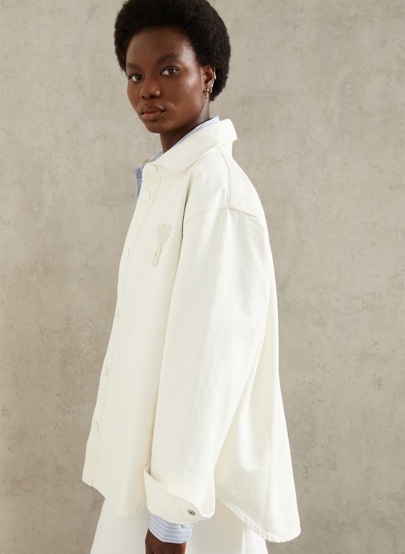 AMI PARIS Denim jacket: CREAM