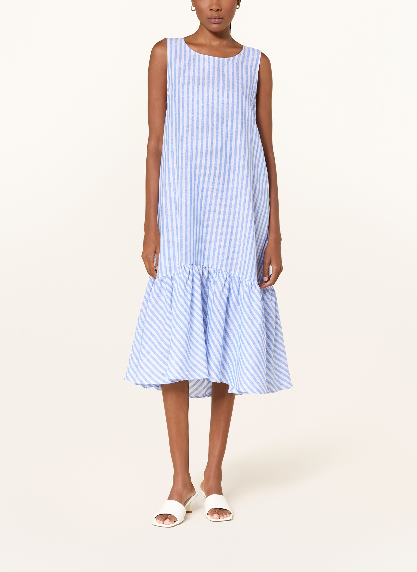 ROBERT FRIEDMAN Linen dress: BLUE / WHITE