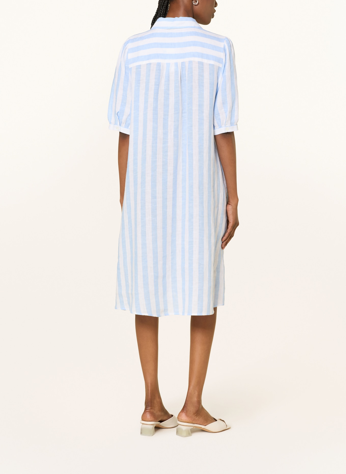 ROBERT FRIEDMAN Sukienka koszulowa z lnu: JASNONIEBIESKI / BIAŁY