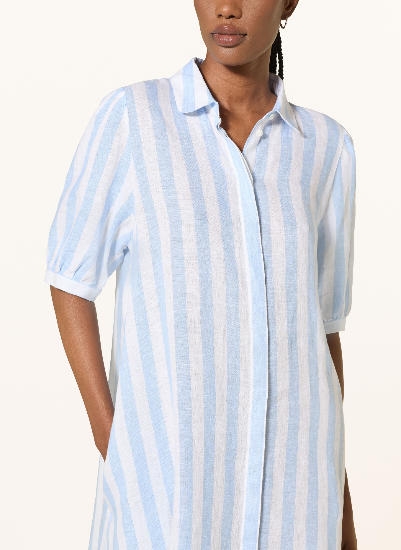 ROBERT FRIEDMAN Sukienka koszulowa z lnu: JASNONIEBIESKI / BIAŁY