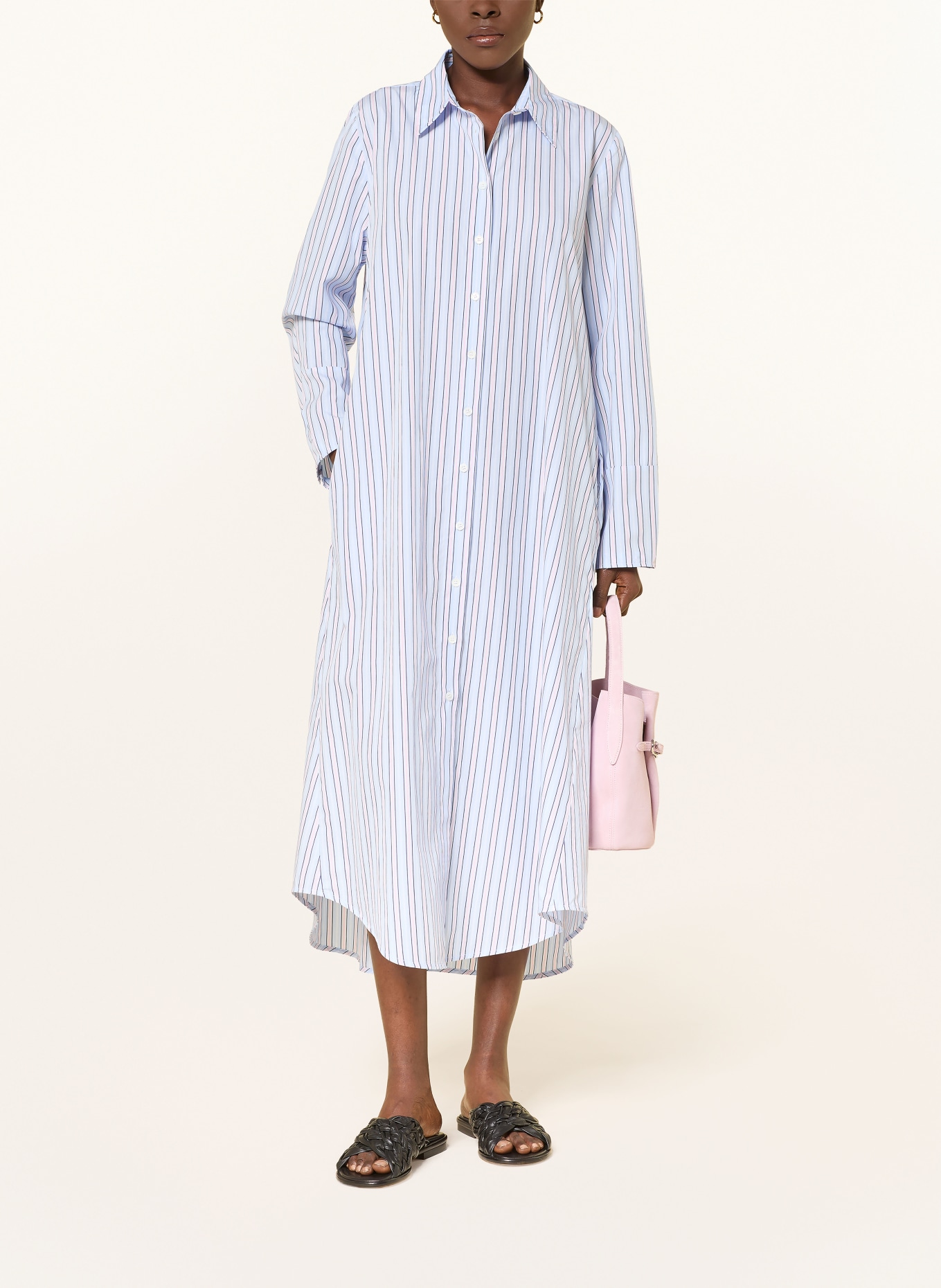 ROBERT FRIEDMAN Hemdblusenkleid: HELLBLAU / ROSA / WEISS