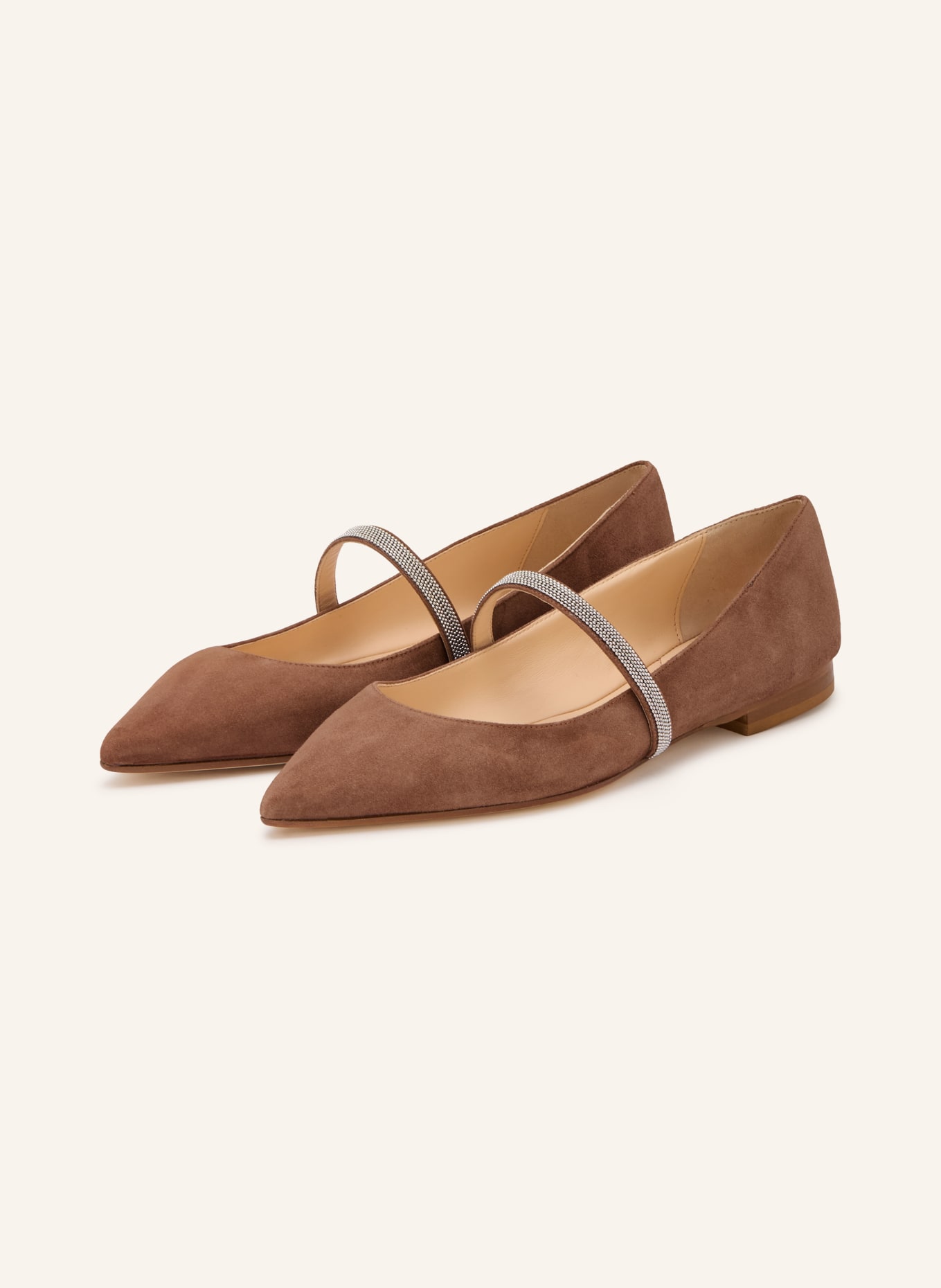 PROSPERINE Mary Jane ballerinas with decorative beads: BROWN