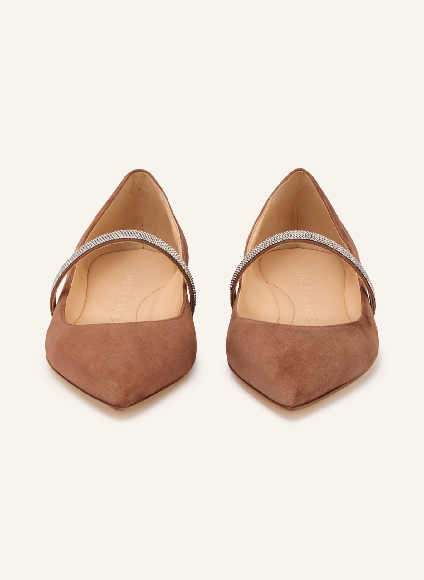 PROSPERINE Mary Jane ballerinas with decorative beads: BROWN