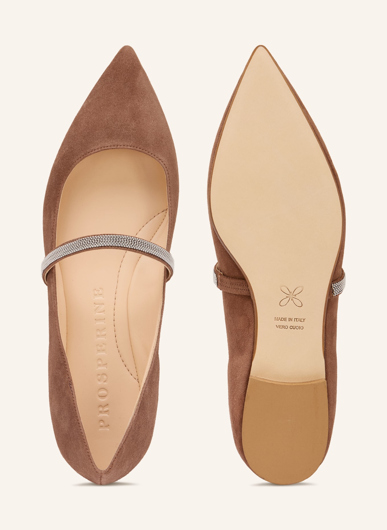 PROSPERINE Mary Jane ballerinas with decorative beads: BROWN