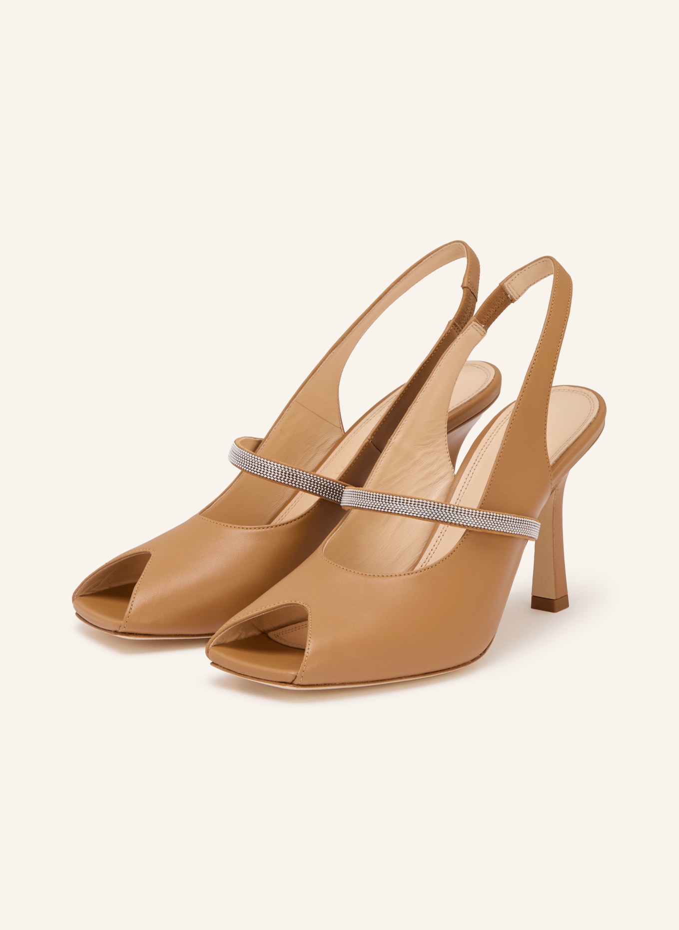 PROSPERINE Slingpumps mit Schmuckperlen: CAMEL