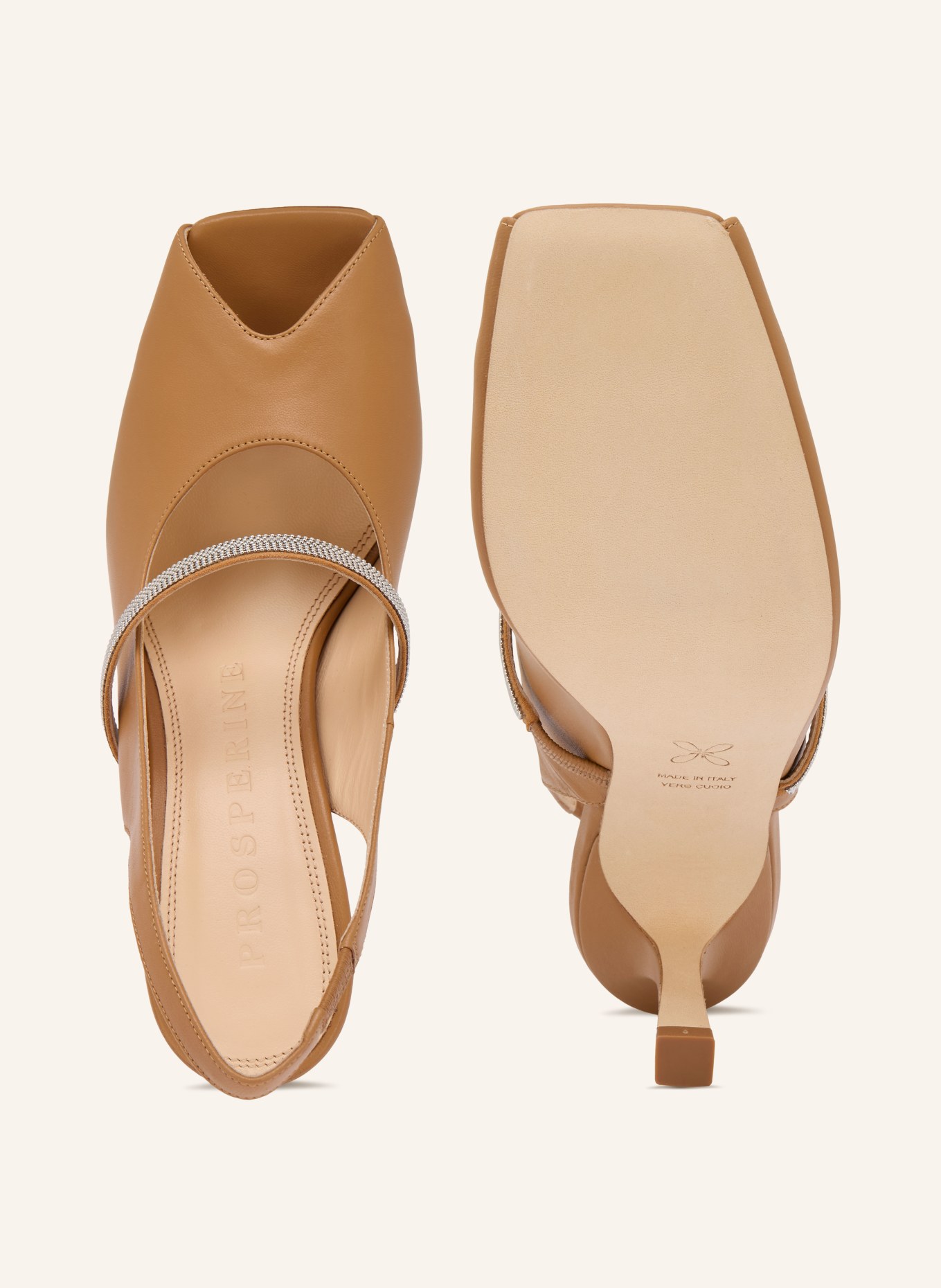 PROSPERINE Slingpumps mit Schmuckperlen: CAMEL