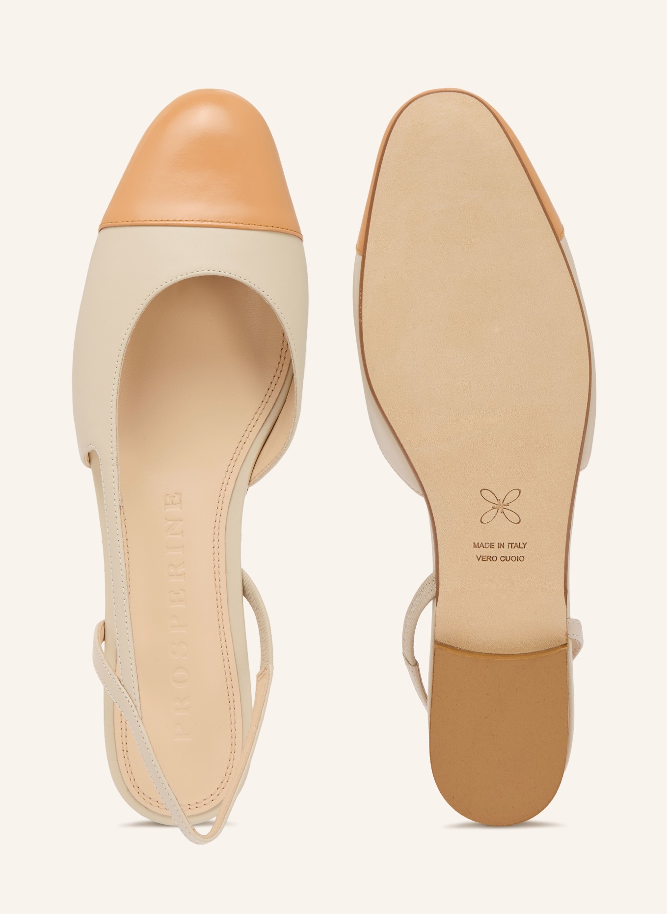 PROSPERINE Baleriny na rzemyku VERNICE: CAMELOWY / BEŻOWY