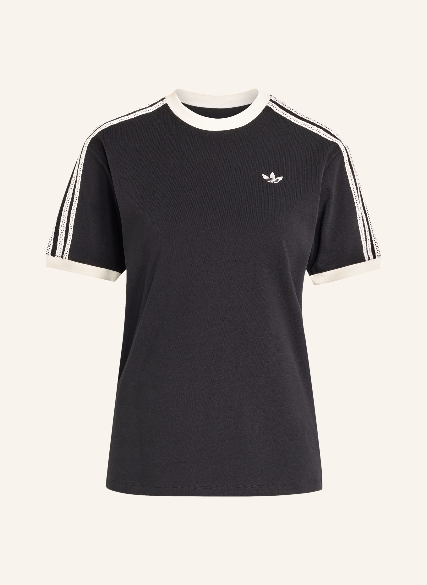 adidas Originals GLOW ADVANCED THREE STRIPES T-Shirt: BLACK / WHITE