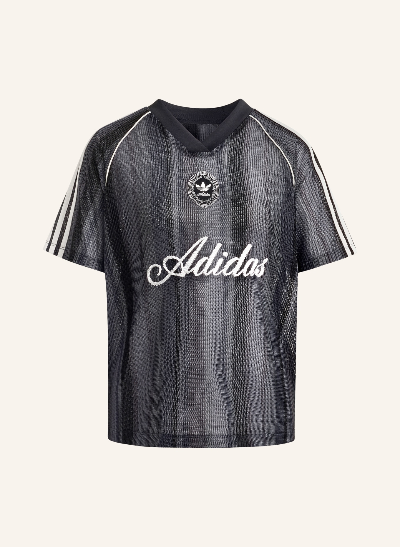 adidas Originals Knit shirt ADIDAS ORIGINALS SUMMER GLOW KNITTED OVERSIZED JERSEY: DARK GRAY / WHITE / BLACK