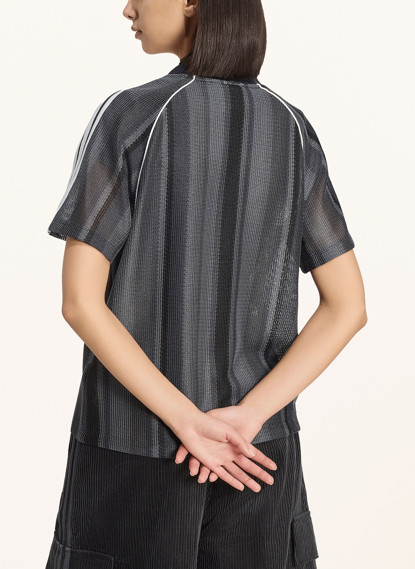 adidas Originals Knit shirt ADIDAS ORIGINALS SUMMER GLOW KNITTED OVERSIZED JERSEY: DARK GRAY / WHITE / BLACK