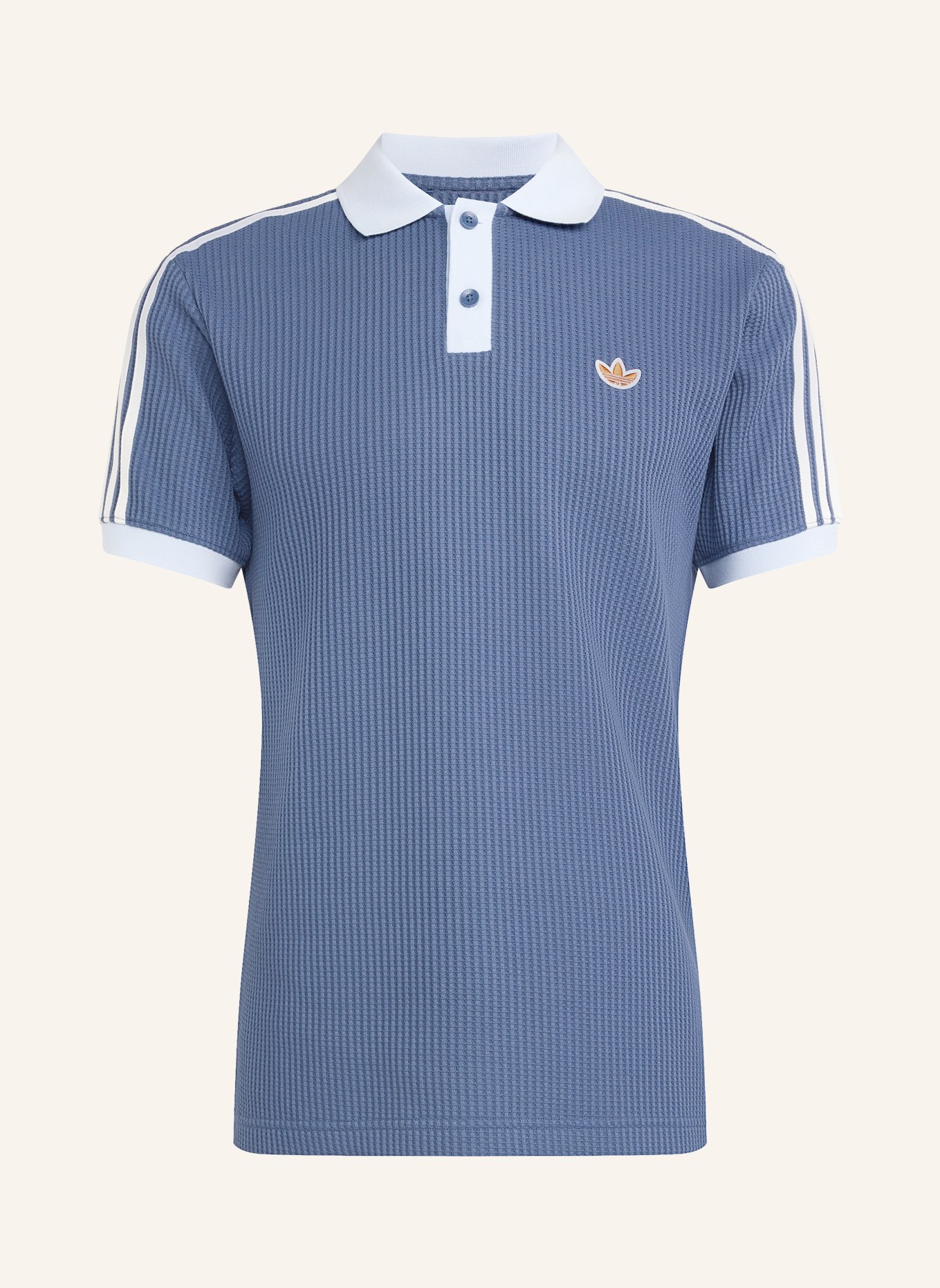 adidas Originals Polo en piqué WAFFLE KNIT: BLEU GRIS / CRÈME / BLEU CLAIR