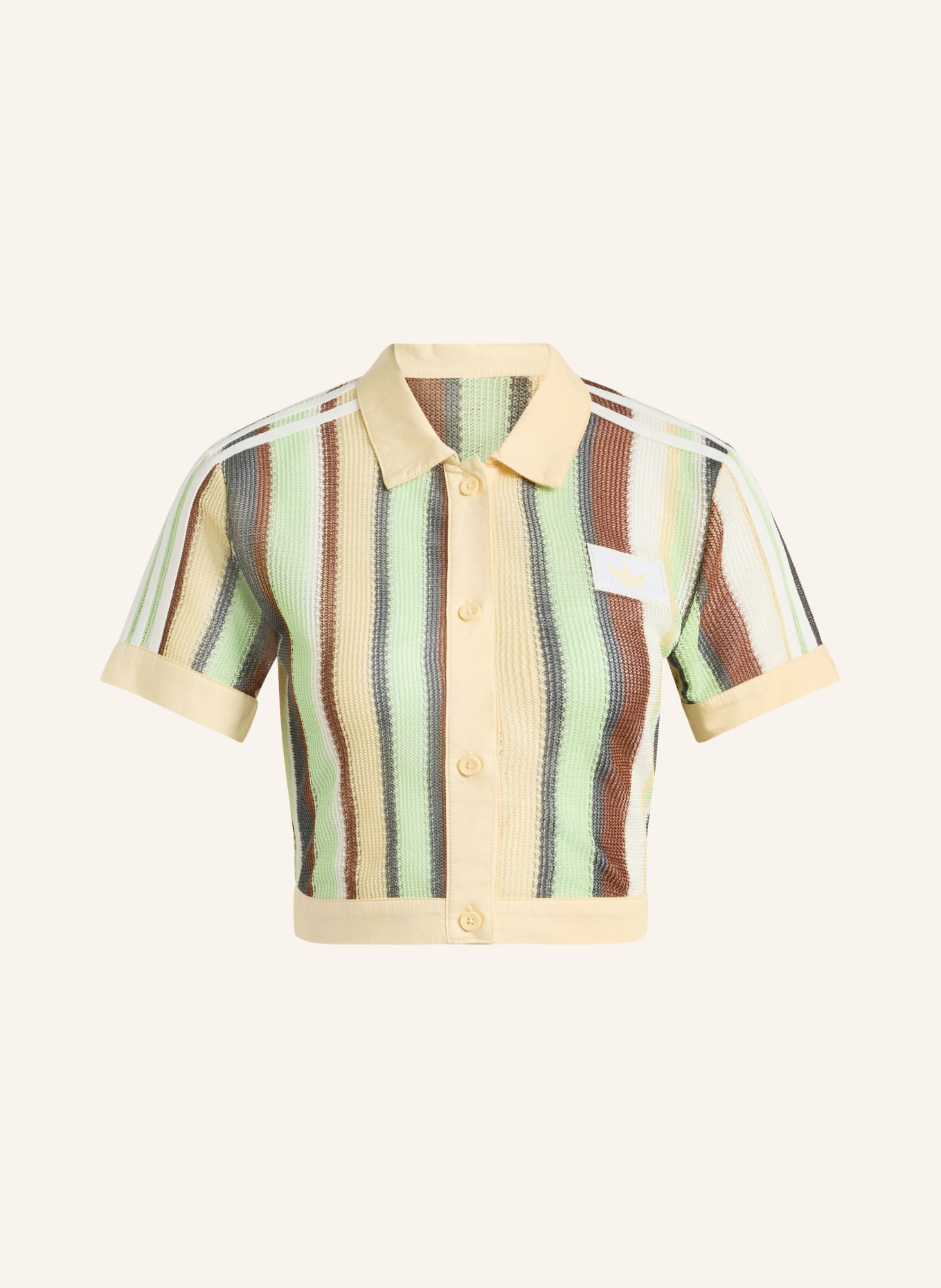 adidas Originals Polo en maille STRIPED CROPPED: VERT CLAIR / MARRON / BEIGE