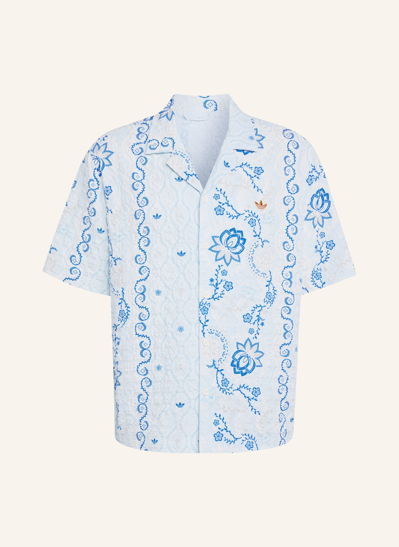 adidas Originals Chemise de vacances PRINTED SEERSUCKER Comfort Fit: BLEU CLAIR / BEIGE / BLEU FONCÉ