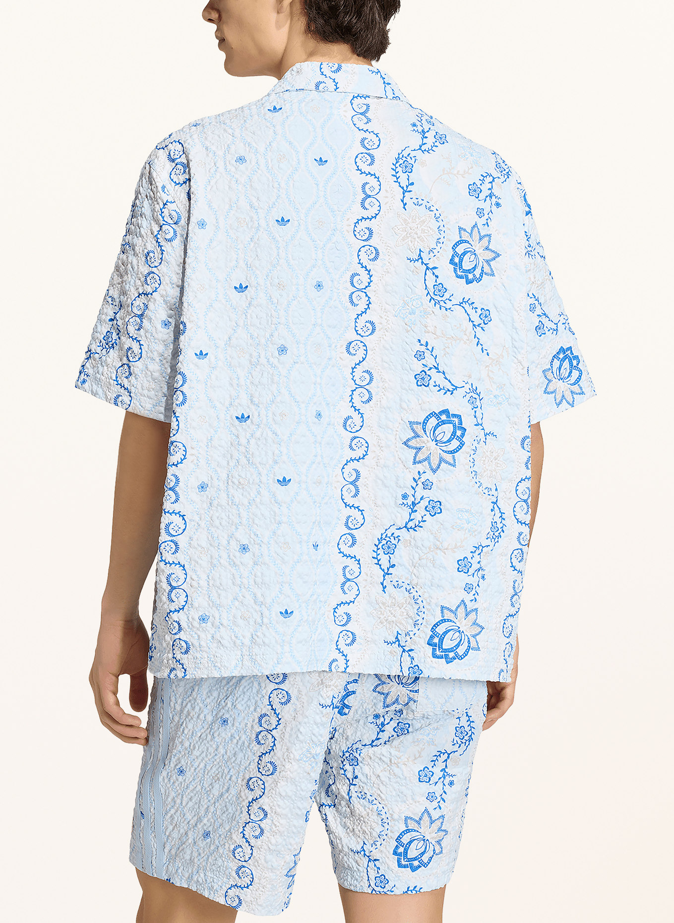 adidas Originals Chemise de vacances PRINTED SEERSUCKER Comfort Fit: BLEU CLAIR / BEIGE / BLEU FONCÉ