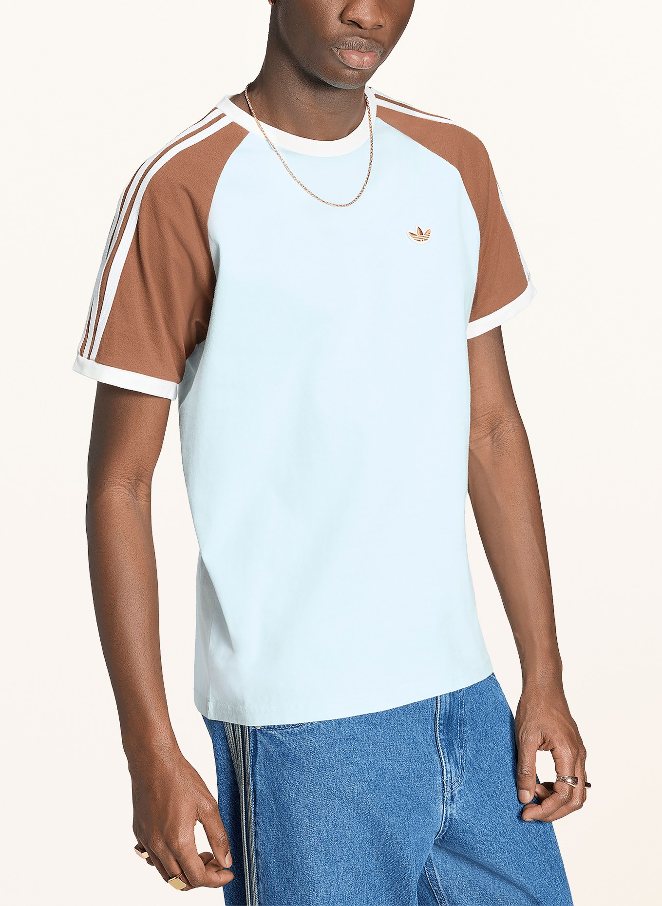 adidas Originals T-Shirt CALI: HELLBLAU / BRAUN / WEISS