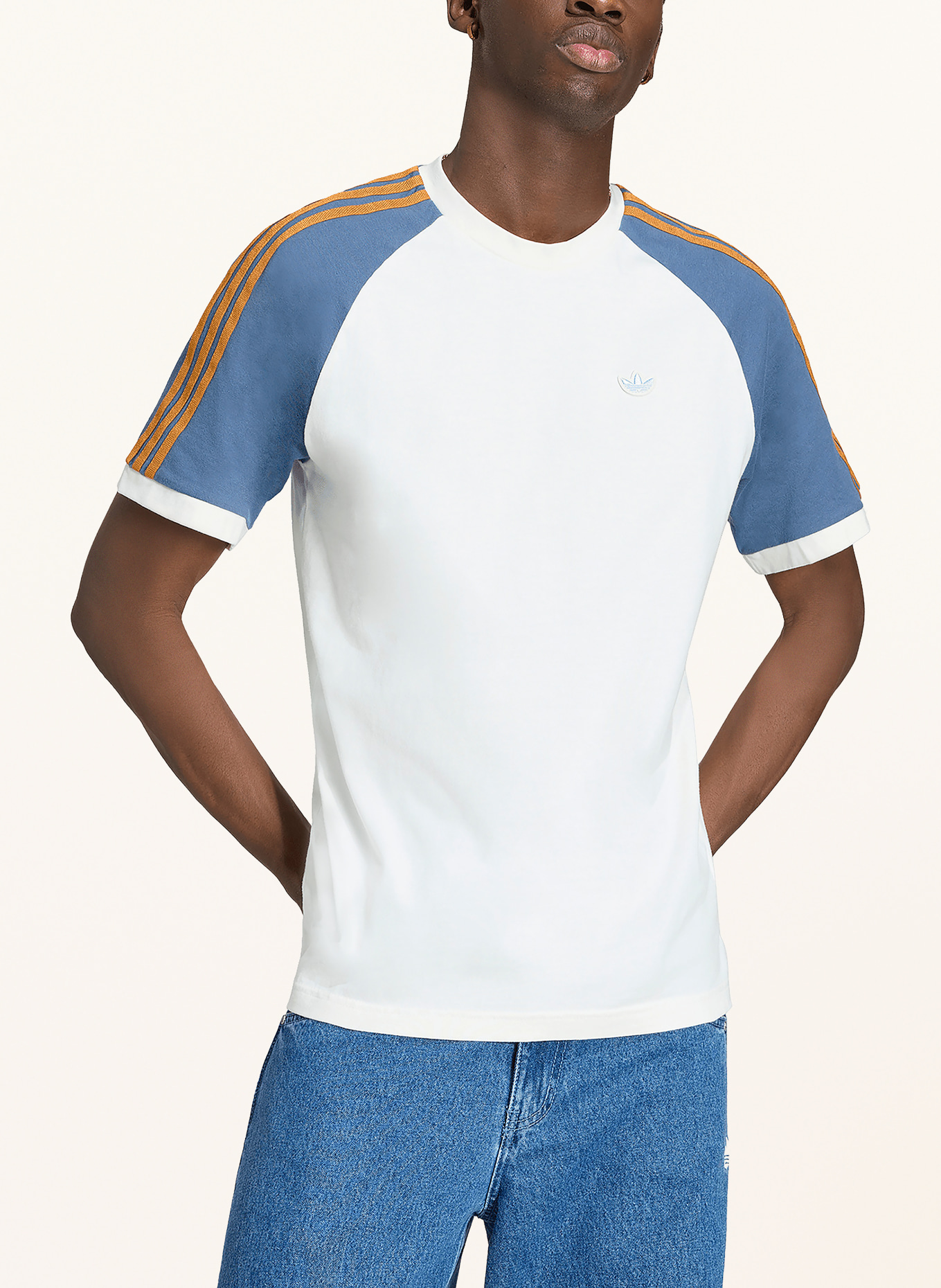 adidas Originals Koszulka CALI: KREMOWY / CIEMNOPOMARAŃCZOWY / NIEBIESKI