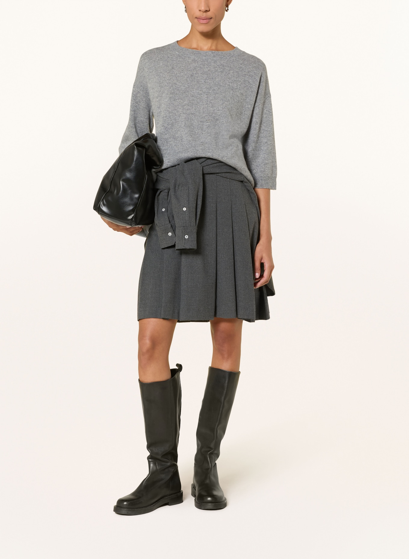 darling harbour Cashmere-Pullover mit 3/4-Arm: GREY MELANGE