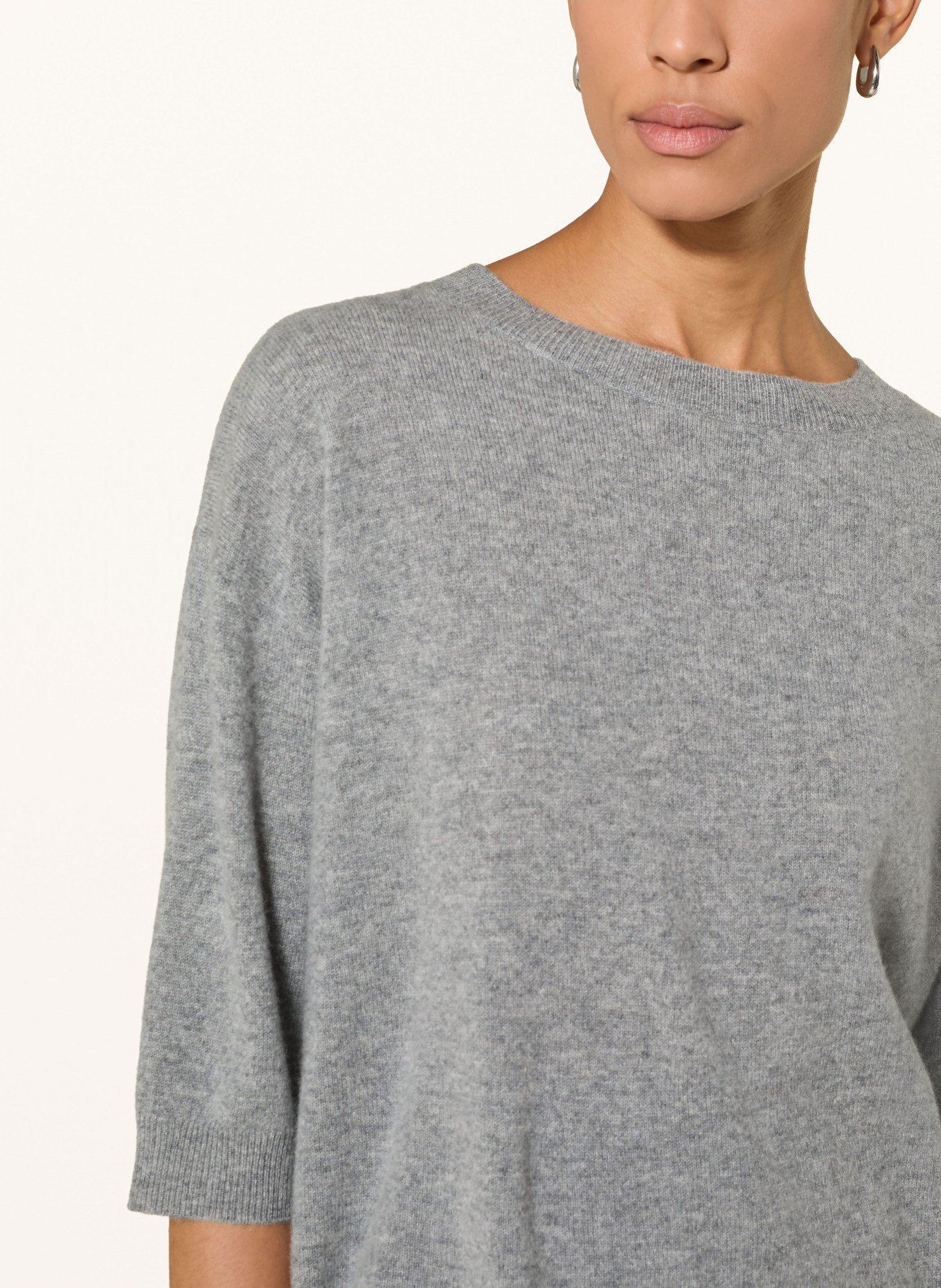 darling harbour Cashmere-Pullover mit 3/4-Arm: GREY MELANGE