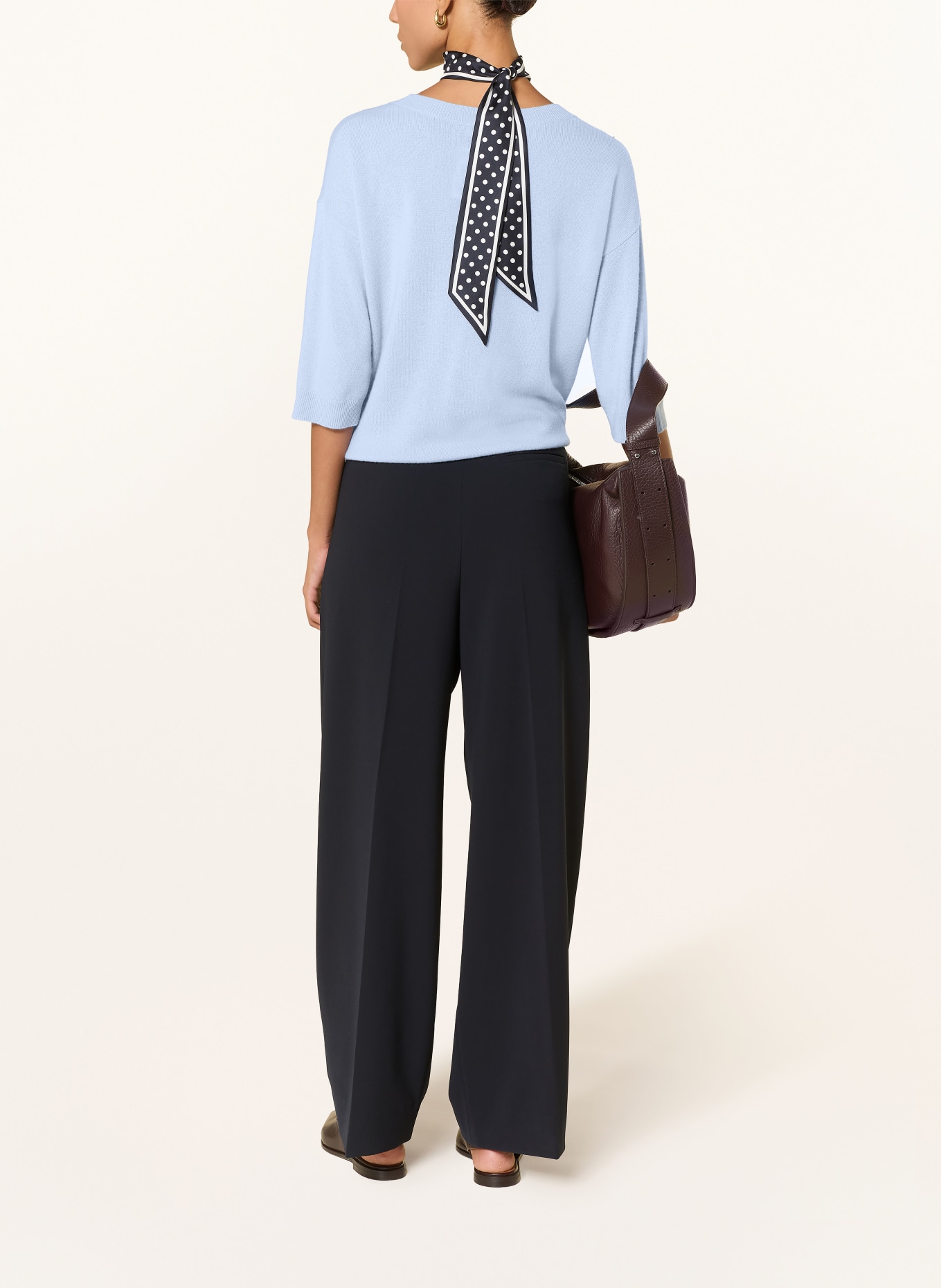 darling harbour Cashmere sweater with 3/4 sleeves: corn flower blue