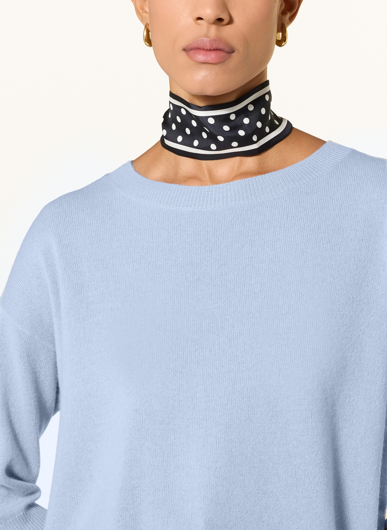darling harbour Cashmere sweater with 3/4 sleeves: corn flower blue