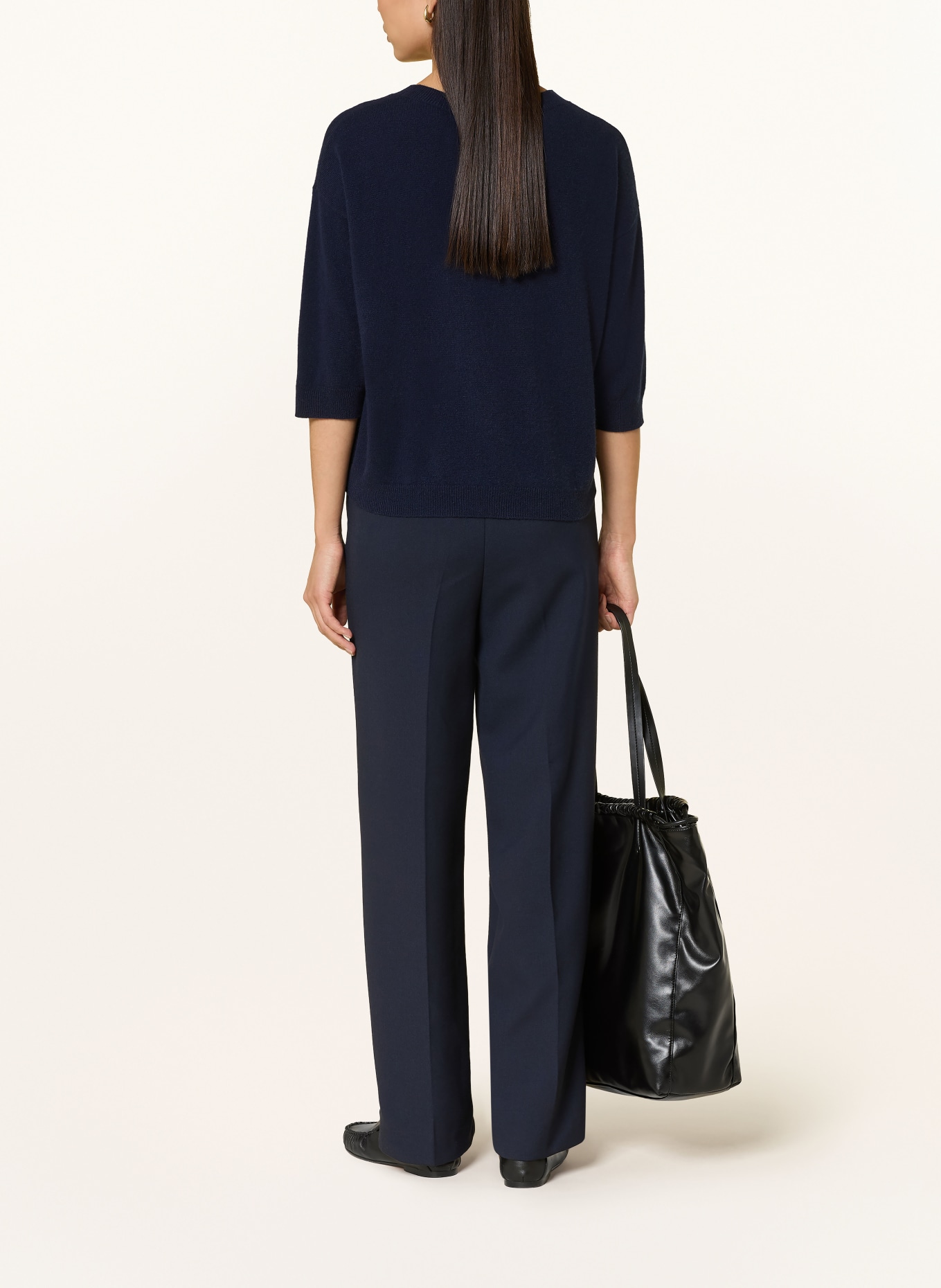 darling harbour Cashmere sweater with 3/4 sleeves: NAVY