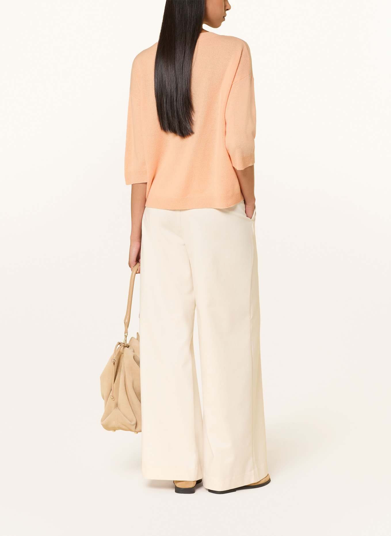 darling harbour Cashmere sweater with 3/4 sleeves: light apricot