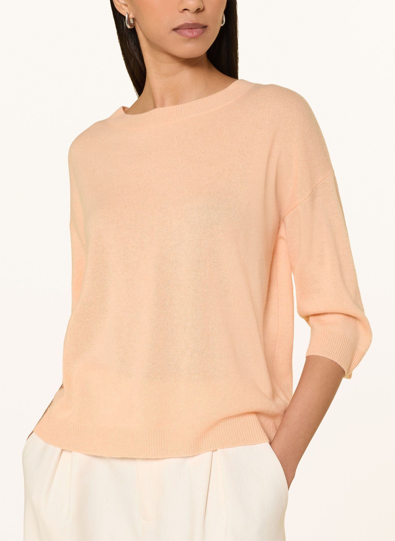 darling harbour Cashmere sweater with 3/4 sleeves: light apricot