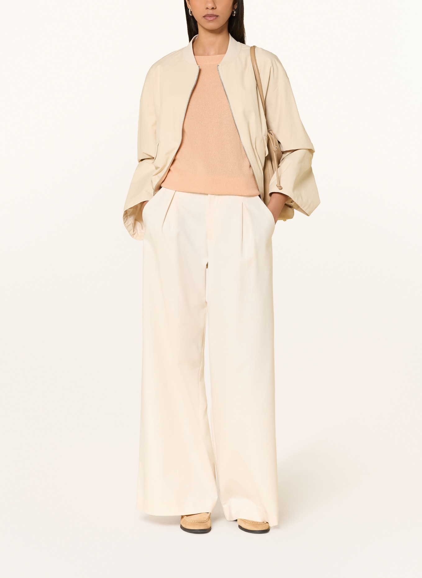 darling harbour Cashmere sweater with 3/4 sleeves: light apricot