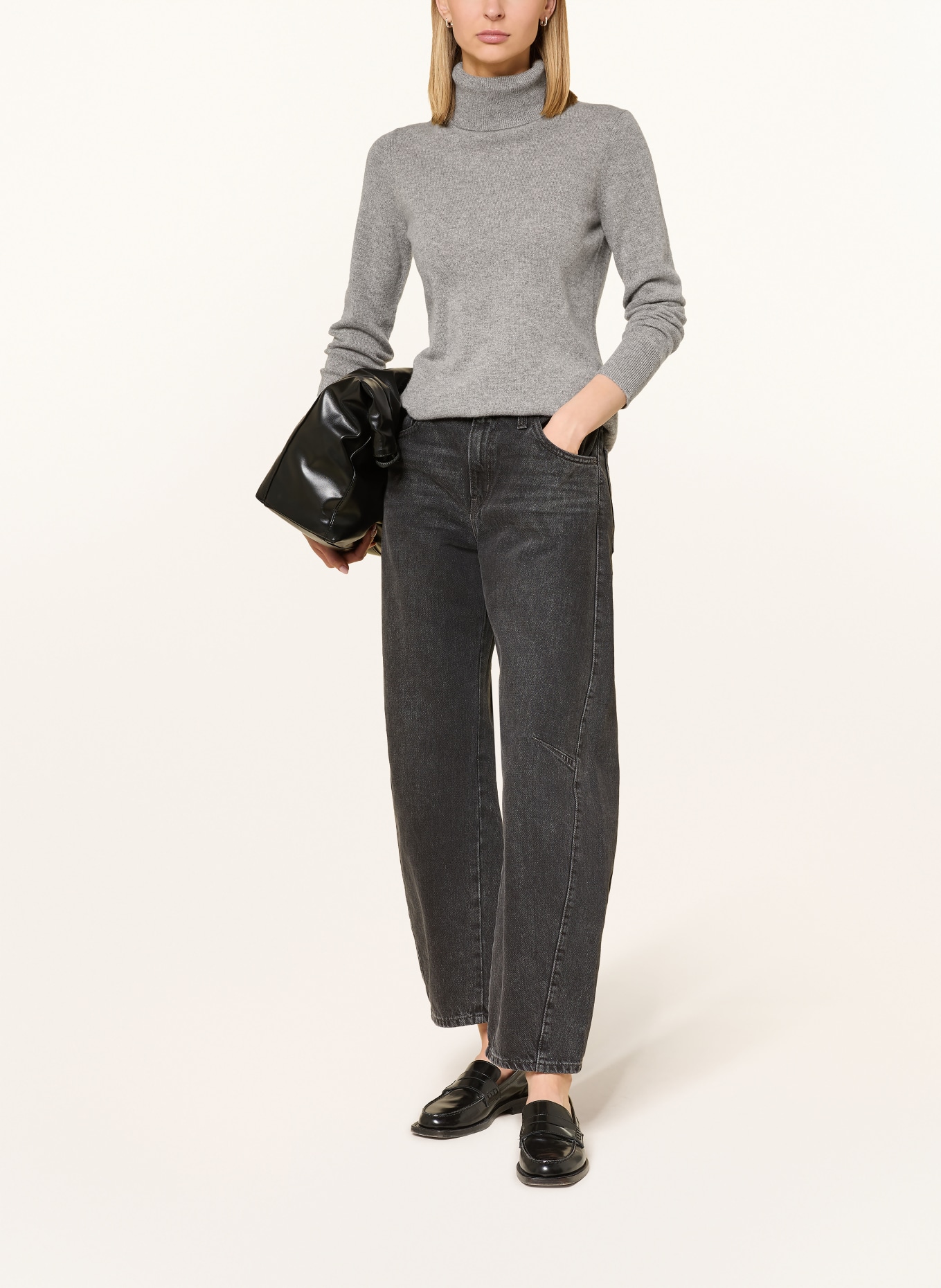 darling harbour Rollkragenpullover aus Cashmere: GREY MELANGE