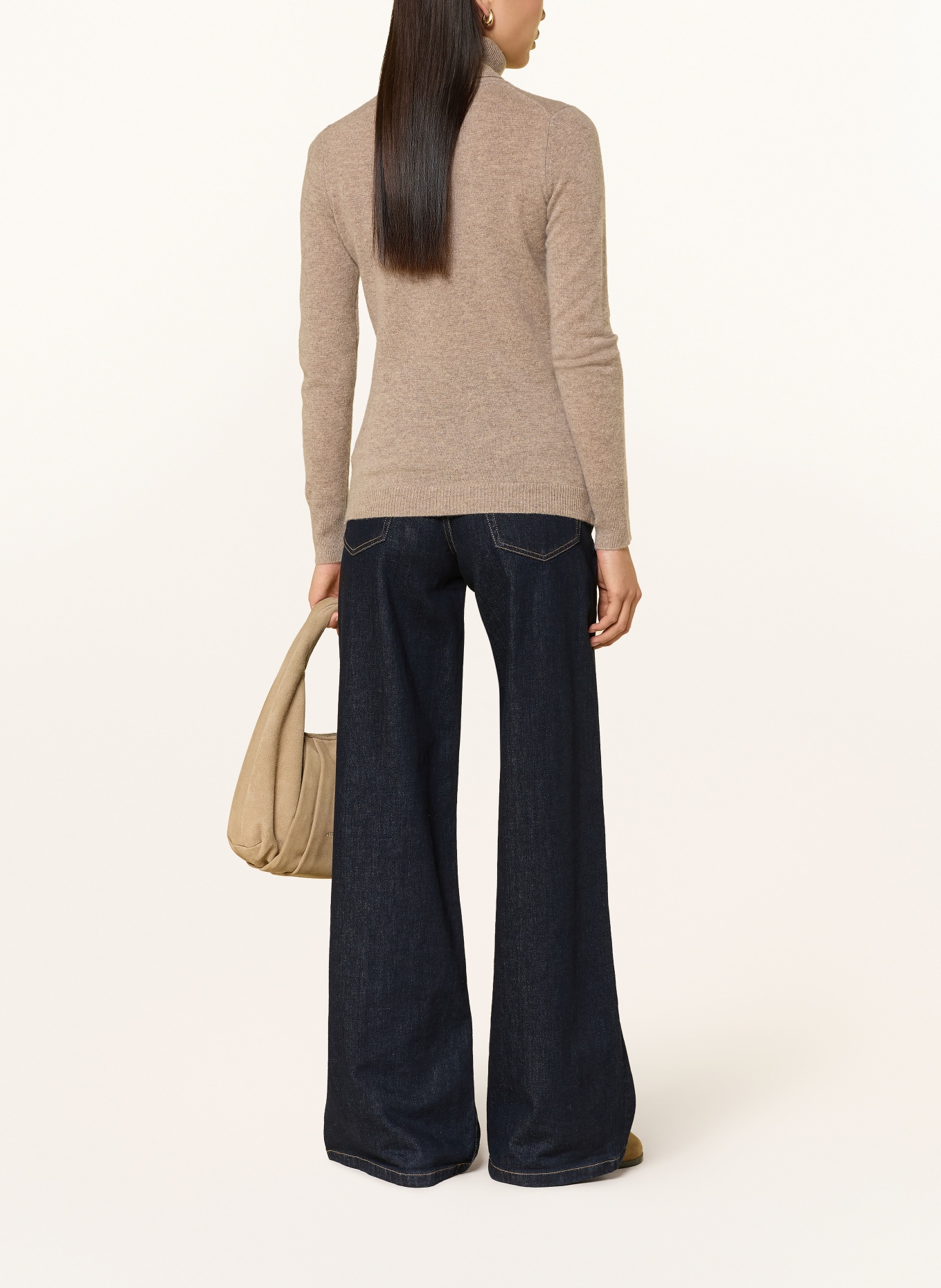 darling harbour Cashmere turtleneck sweater: LIGHT BROWN