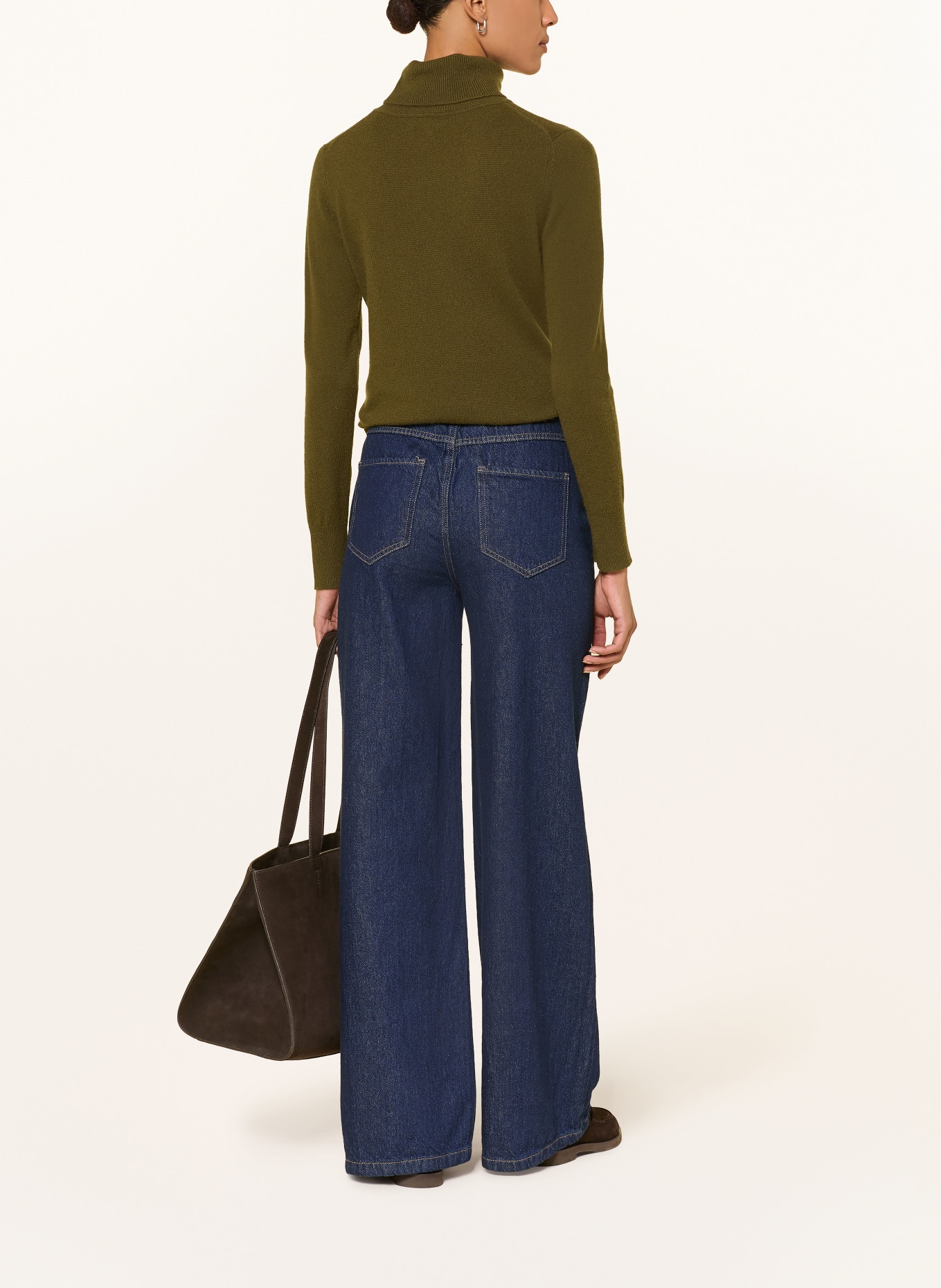 darling harbour Rollkragenpullover aus Cashmere: OLIVE