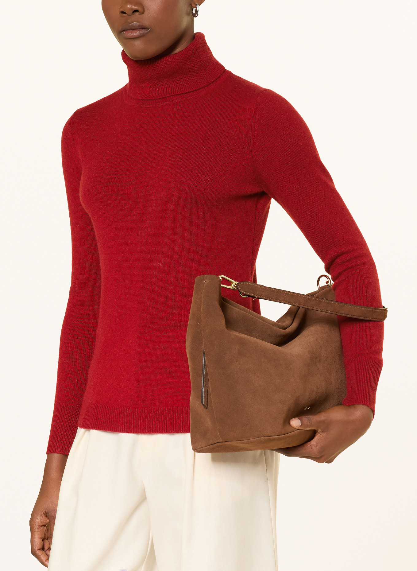 darling harbour Cashmere turtleneck sweater: BRICK RED