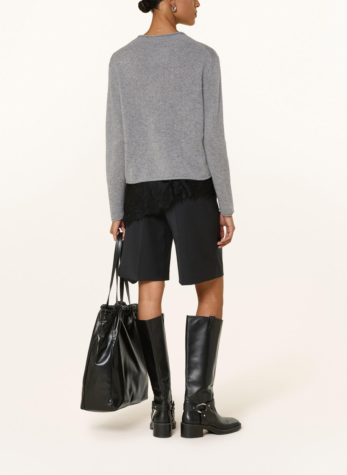 darling harbour Cashmere-Pullover: GREY MELANGE