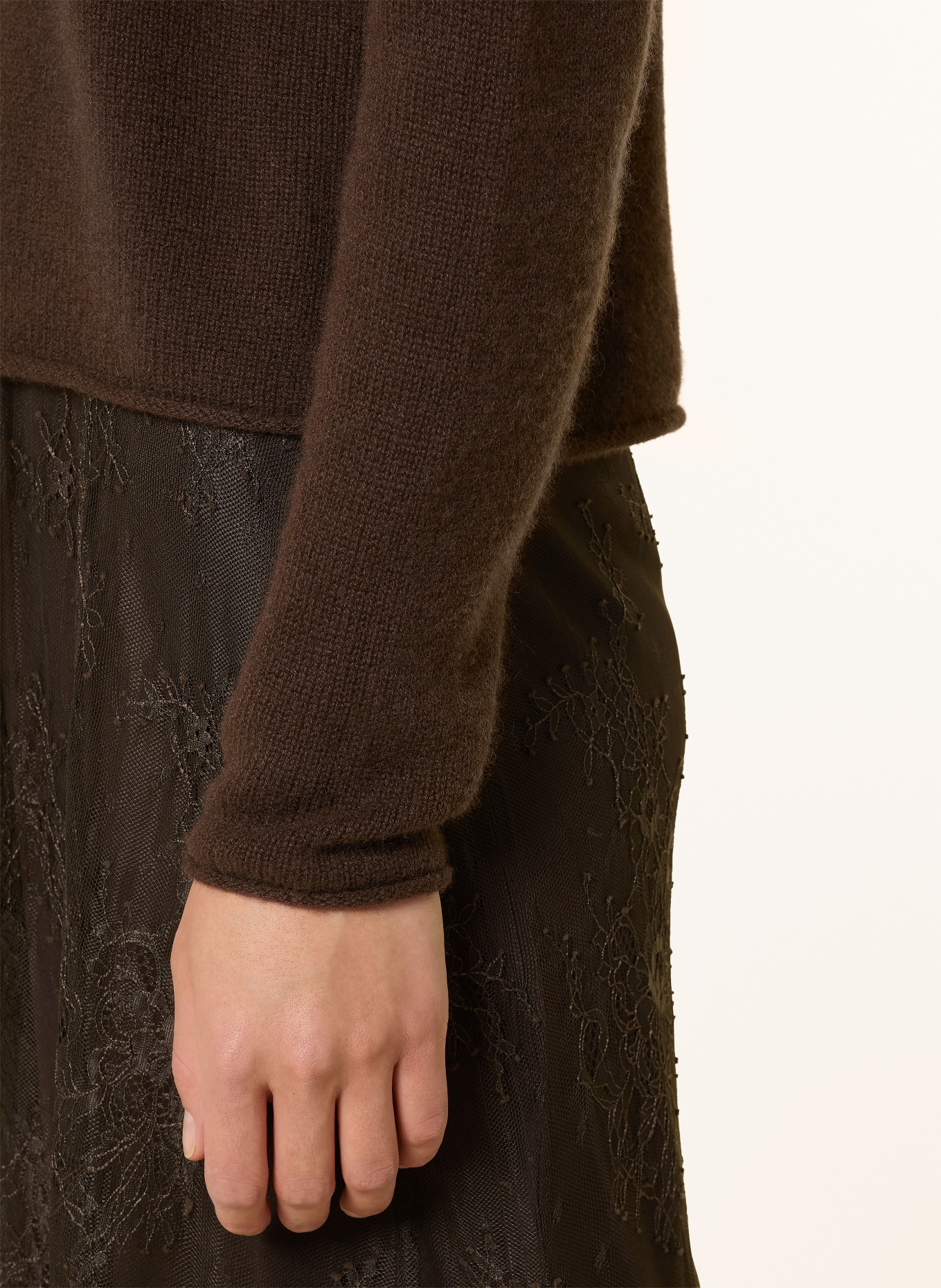 darling harbour Cashmere-Pullover: DUNKELBRAUN